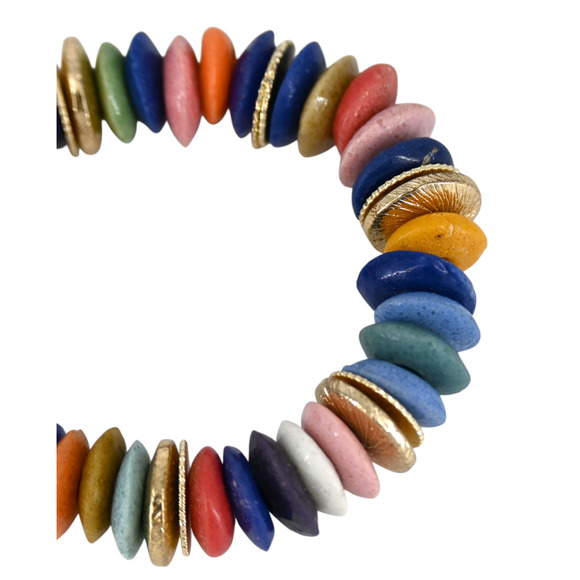 Akola Pilar Rainbow Disc Bead Stretch Bracelet - Picture 4 of 7